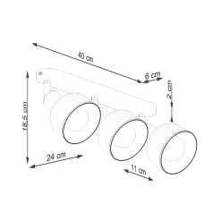 Plafonnier en acier 3 lampes 59x24x18.5cm Sollux