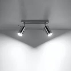 Plafonnier en acier 2 lampes 30x6x16cm Sollux
