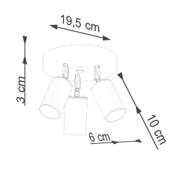 Plafonnier en acier 3 lampes 19.5x19.5x20cm Sollux