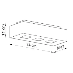 Plafonnier en acier 3 lampes 34x14x11cm Sollux