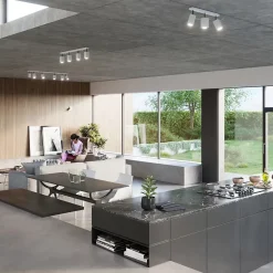 Plafonnier en acier 6 lampes 118x6x16cm Sollux