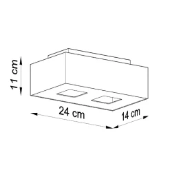 Plafonnier en acier 2 lampes 24x14x11cm Sollux