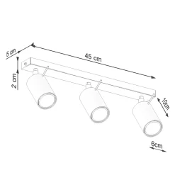 Plafonnier en acier 3 lampes 45x6x17cm Sollux