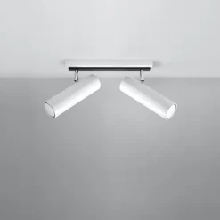 Plafonnier en acier 2 lampes 30x6x20cm Sollux