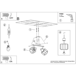 Plafonnier en acier 2 lampes 27x17x19cm Sollux