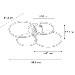 Plafonnier en acier avec LED à intensité variable 3 niveaux 4 lumières - Joaniqa