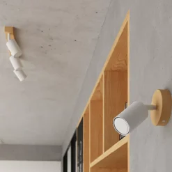 Plafonnier en acier/bois 2 lampes 46x30x17.5cm Sollux