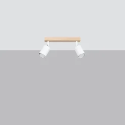 Plafonnier en acier/bois 2 lampes 46x30x17.5cm Sollux