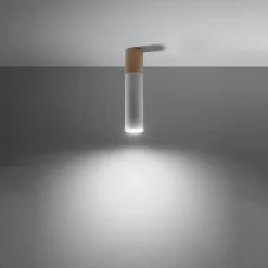 Plafonnier en acier/bois 1 lampes 6x6x30cm Sollux