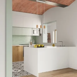 Plafonnier en acier/bois 1 lampes 6x6x30cm Sollux