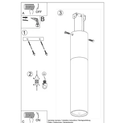 Plafonnier en acier/bois 1 lampes 6x6x30cm Sollux