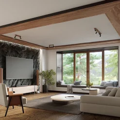 Plafonnier en acier/bois 1 lampes 14x8x11cm Sollux