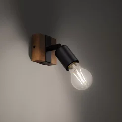 Plafonnier en acier/bois 1 lampes 14x8x11cm Sollux