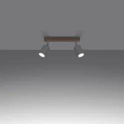 Plafonnier en acier/bois 2 ampoules 3000K - 46x30x17.5cm Sollux