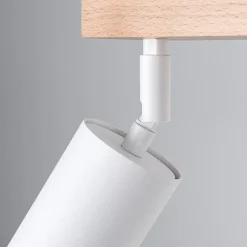 Plafonnier en acier/bois 2 ampoules 3000K - 46x30x17.5cm Sollux