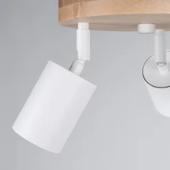 Plafonnier en acier/bois 3 lampes 33x33x17cm Sollux