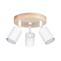 Plafonnier en acier/bois 3 lampes 33x33x17cm Sollux