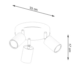 Plafonnier en acier/bois 3 lampes 33x33x17cm Sollux