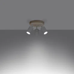 Plafonnier en acier/bois 3 lampes 33x33x17cm Sollux