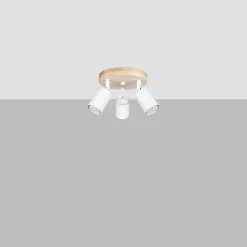 Plafonnier en acier/bois 3 lampes 33x33x17cm Sollux