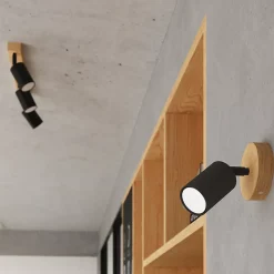 Plafonnier en acier/bois 3 lampes 33x33x17cm Sollux