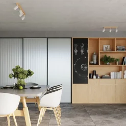 Plafonnier en acier/bois 4 ampoules 3000K - 96x65x17.5cm Sollux