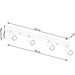 Plafonnier en acier/bois 4 ampoules 3000K - 96x65x17.5cm Sollux