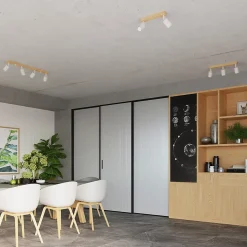 Plafonnier en acier/bois 4 ampoules 3000K - 96x65x17.5cm Sollux