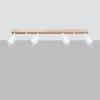 Plafonnier en acier/bois 4 ampoules 4000K - 96x65x17.5cm Sollux