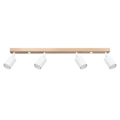 Plafonnier en acier/bois 4 ampoules 4000K - 96x65x17.5cm Sollux