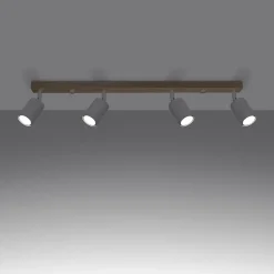 Plafonnier en acier/bois 4 lampes 96x65x17.5cm Sollux