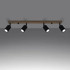 Plafonnier en acier/bois 4 lampes 96x65x17.5cm Sollux