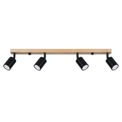 Plafonnier en acier/bois 4 lampes 96x65x17.5cm Sollux
