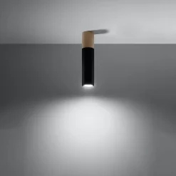 Plafonnier en acier/bois 1 lampes 6x6x30cm Sollux