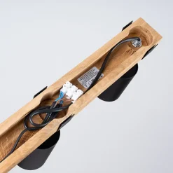 Plafonnier en acier/bois naturel 3 ampoules 3000K - 54x6x17.2cm Sollux