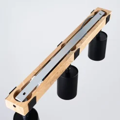 Plafonnier en acier/bois naturel 3 ampoules 3000K - 54x6x17.2cm Sollux