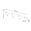 Plafonnier en acier/bois naturel 4 ampoules 4000K - 88x6x17.2cm Sollux