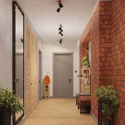 Plafonnier en acier/bois naturel 4 ampoules 4000K - 88x6x17.2cm Sollux