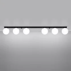 Plafonnier en acier/verre 6 lampes 120x12x14.5cm Sollux