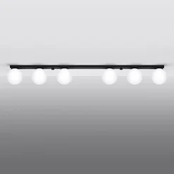 Plafonnier en acier/verre 6 lampes 120x12x14.5cm Sollux