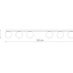 Plafonnier en acier/verre 6 lampes 120x12x14.5cm Sollux