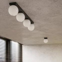 Plafonnier en acier/verre 4 ampoules 4000K - 88x12x14.5cm Sollux