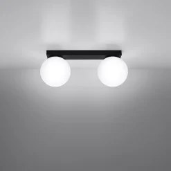 Plafonnier en acier/verre 2 ampoules 3000K - 34.5x12x14.5cm Sollux