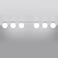 Plafonnier en acier/verre 6 lampes 120x12x14.5cm Sollux