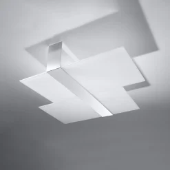 Plafonnier en acier/verre 2 ampoules 4000K - 65x50x11cm Sollux