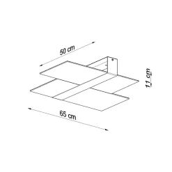 Plafonnier en acier/verre 2 ampoules 4000K - 65x50x11cm Sollux
