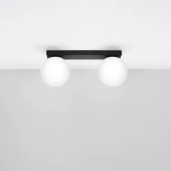 Plafonnier en acier/verre 2 lampes 34.5x12x14.5cm Sollux