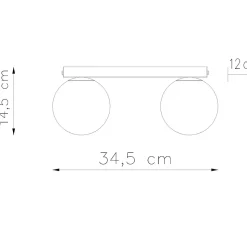 Plafonnier en acier/verre 2 lampes 34.5x12x14.5cm Sollux