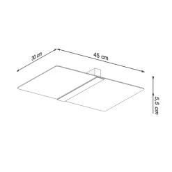 Plafonnier en acier/verre 4 ampoules 3000K - 45x30x5.5cm Sollux