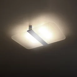 Plafonnier en acier/verre 4 ampoules 3000K - 45x30x5.5cm Sollux